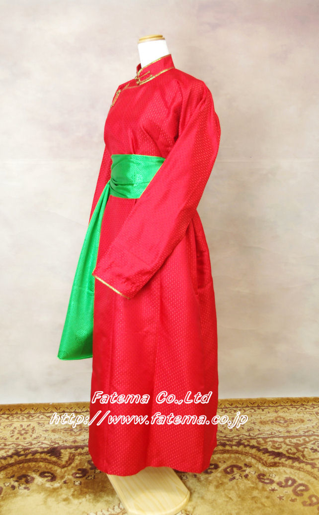 民族衣装　モンゴル　デール　女性用　フリーサイズ　赤紫色